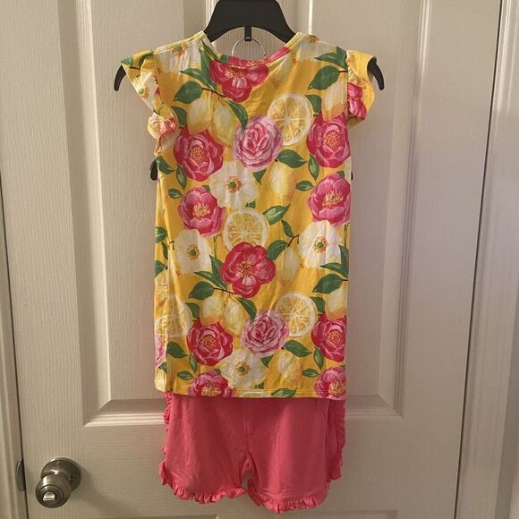 Posh Peanut Floral Annika Angel Sleeve Tee & Pink Varsity Shorts Set Size 9 NWT - Picture 10 of 12